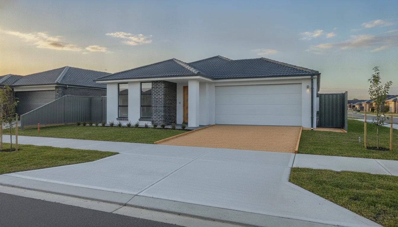 Lilydale toppings gravel driveway on a new Melton estate home